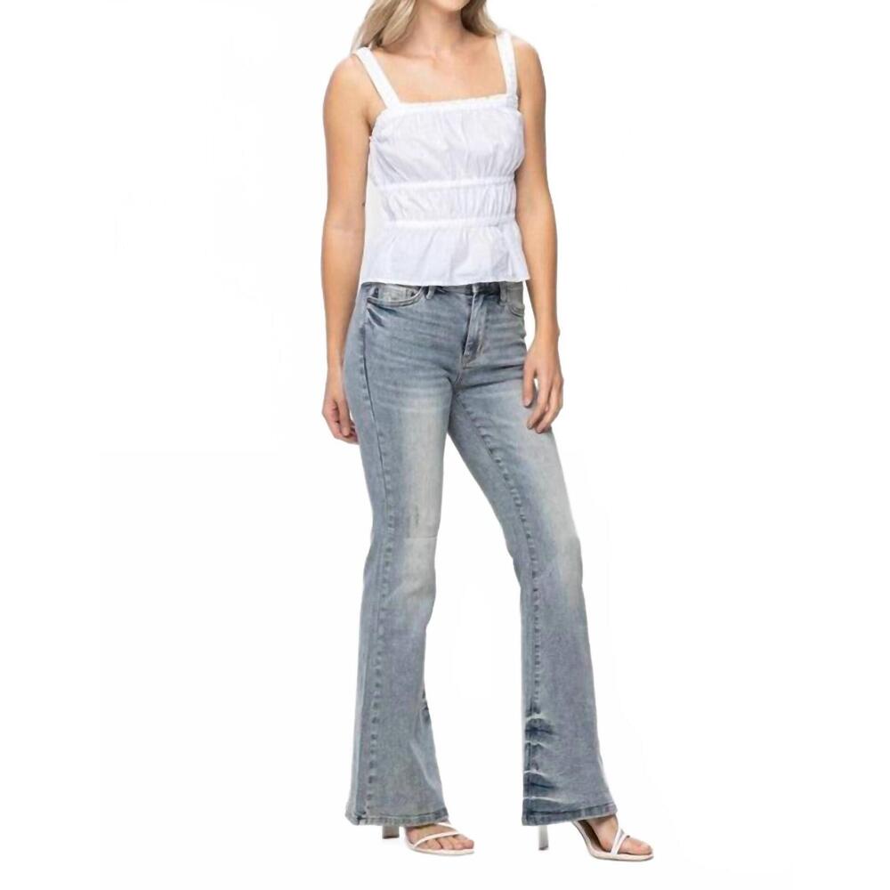 NEW JUDY BLUE pin tack flare jeans in light wash - Picture 5 of 6